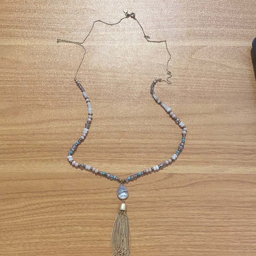 LOFT Beaded Necklace with Gold Tassel
